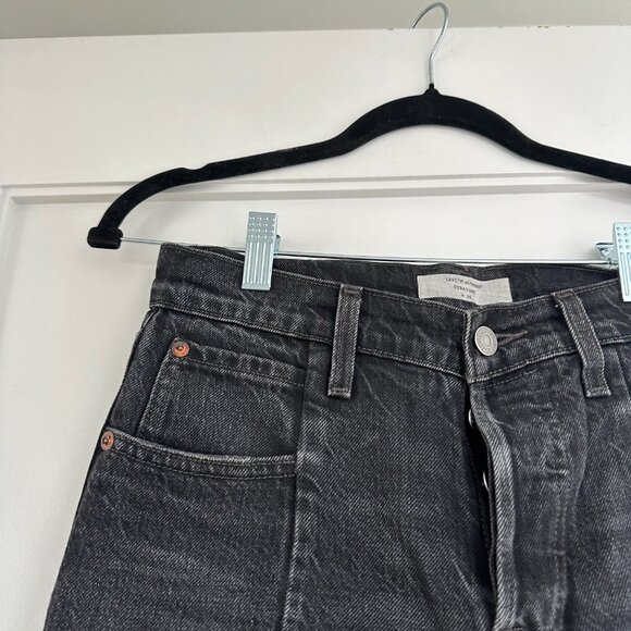 Levi's Altered Straight Cropped Jeans High Rise Black Denim Sz 26 - Picture 9 of 12